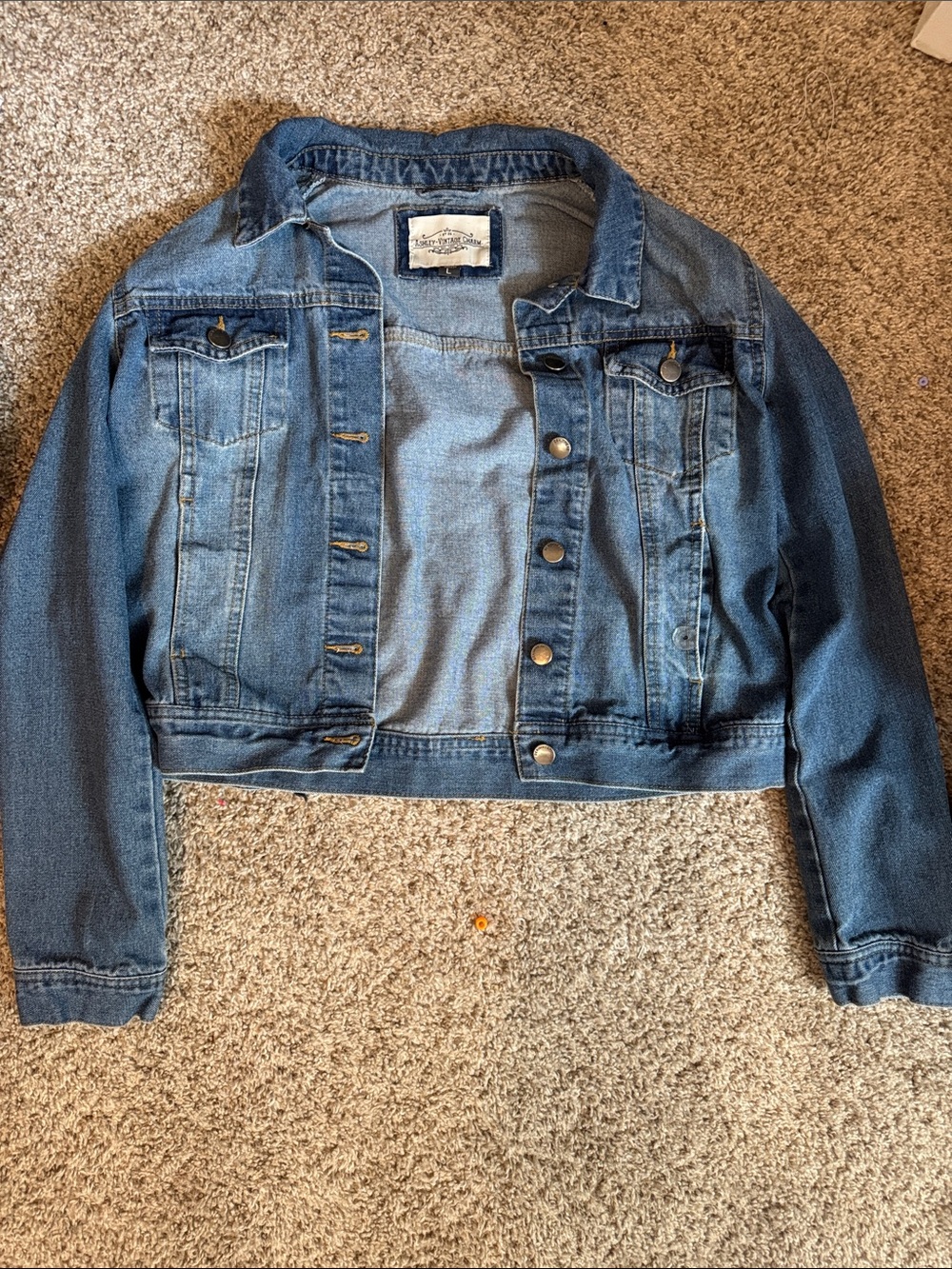 Cropped Blue Denim Jacket - Women's Jean Jacket